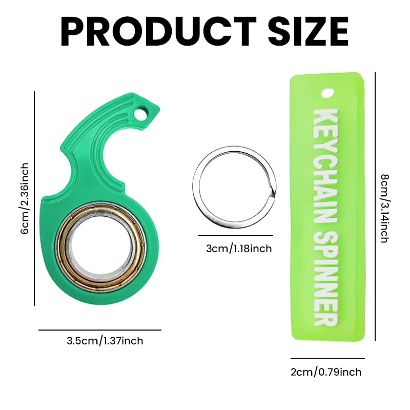 Zibuyu Spinner Keychain for Bike and Car with 360° Rotating Shaft and Green Luminescent Strip