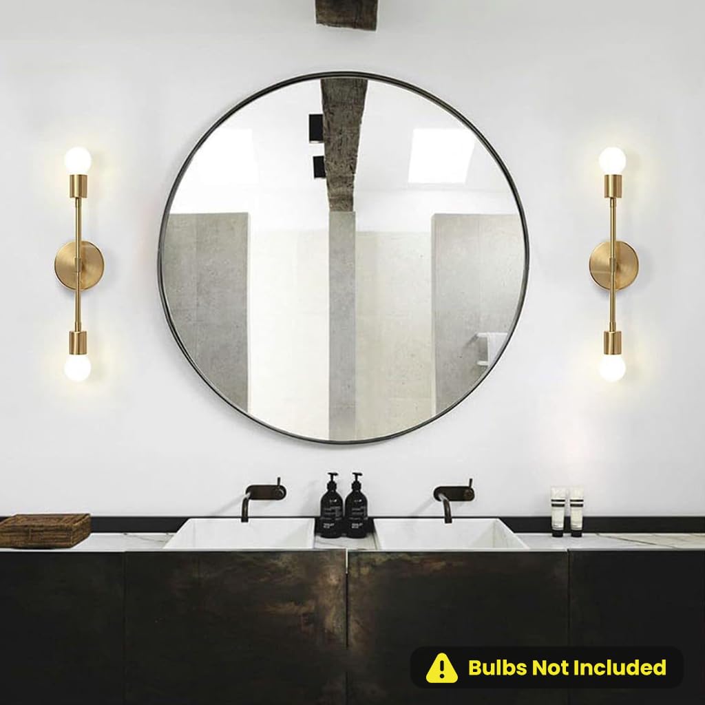 ELEPHANTBOAT Wall Light for Home Decoration with Dual Head Design and Golden Metal Finish | 13.4 in Retro Lamp for Living Room and Bedroom