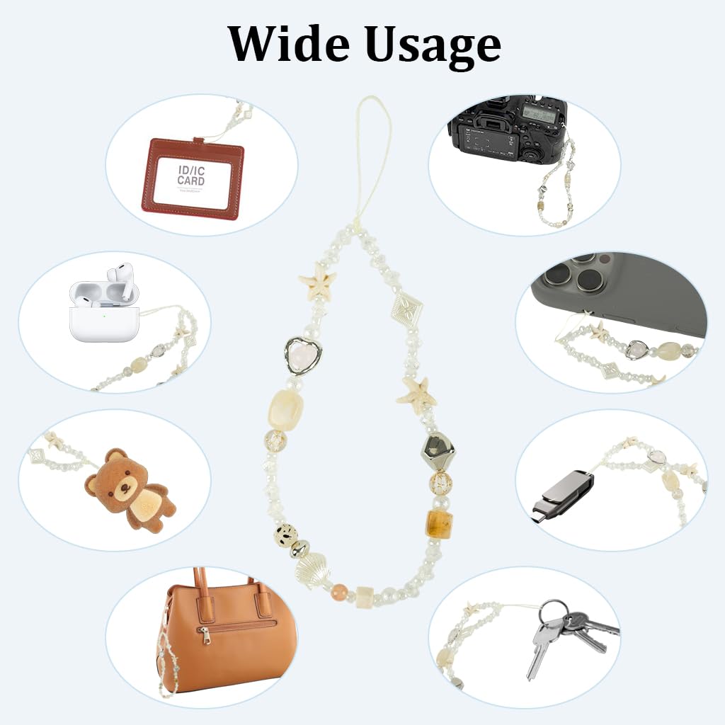 ZORBES Beaded Camera Wrist Strap for Phone and Keychain with Seashell Charms | Cute Beach Accessory