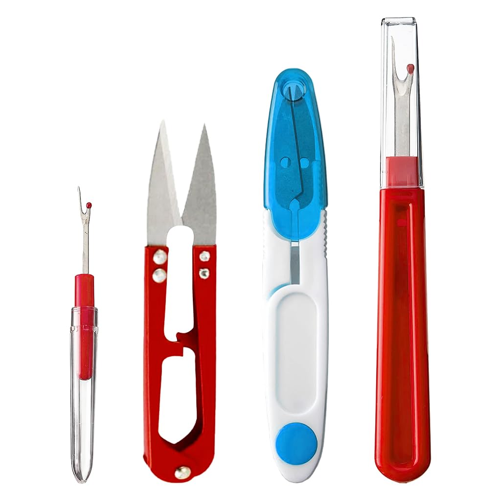 HASTHIP Sewing Seam Rippers Tool Kit 4Pcs for Fabric Repairs with Ergonomic Handles | Includes Thread Scissors