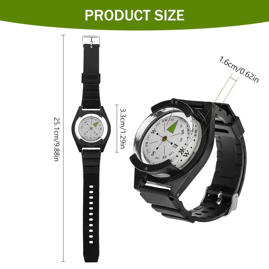 Proberos® Outdoor Wristwatch Compass Travel Wrist Compass Adjustable Silicone Wristband HD Alloy Dial Wristwatch Compass for Hiking, Orienteering, Camping