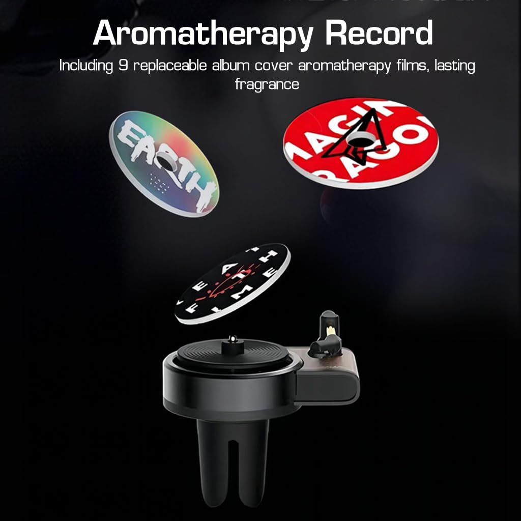 STHIRA Car Air Freshener for Air Vent with 9pcs Aroma Sheets featuring Rotating Vinyl Design | Creative Interior Gift