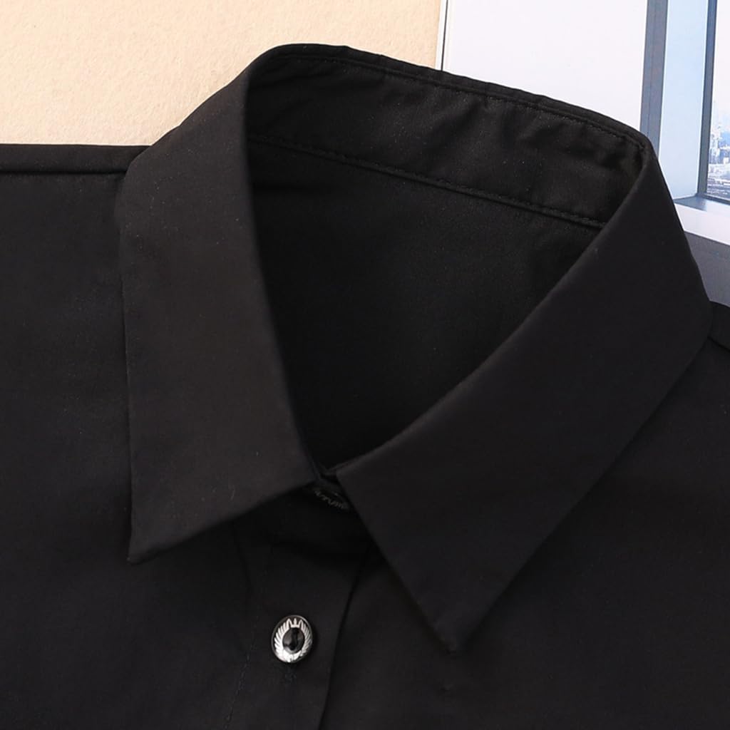 Zibuyu Detachable Collar for Women with Black and White Cotton Half Shirt Design | Stylish Layered Look for Office and School