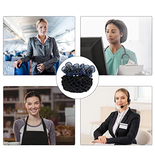 MAYCREATE® Hair Snood Net, Flower Hair Bun Accessories for Women, Clip Hair Net for Women for Bun, Mesh Bun Maker for Hair, Knit Hair Bun Cover Snood Hairnet for Daily, Work, Dancer, Nurse 3 PCS