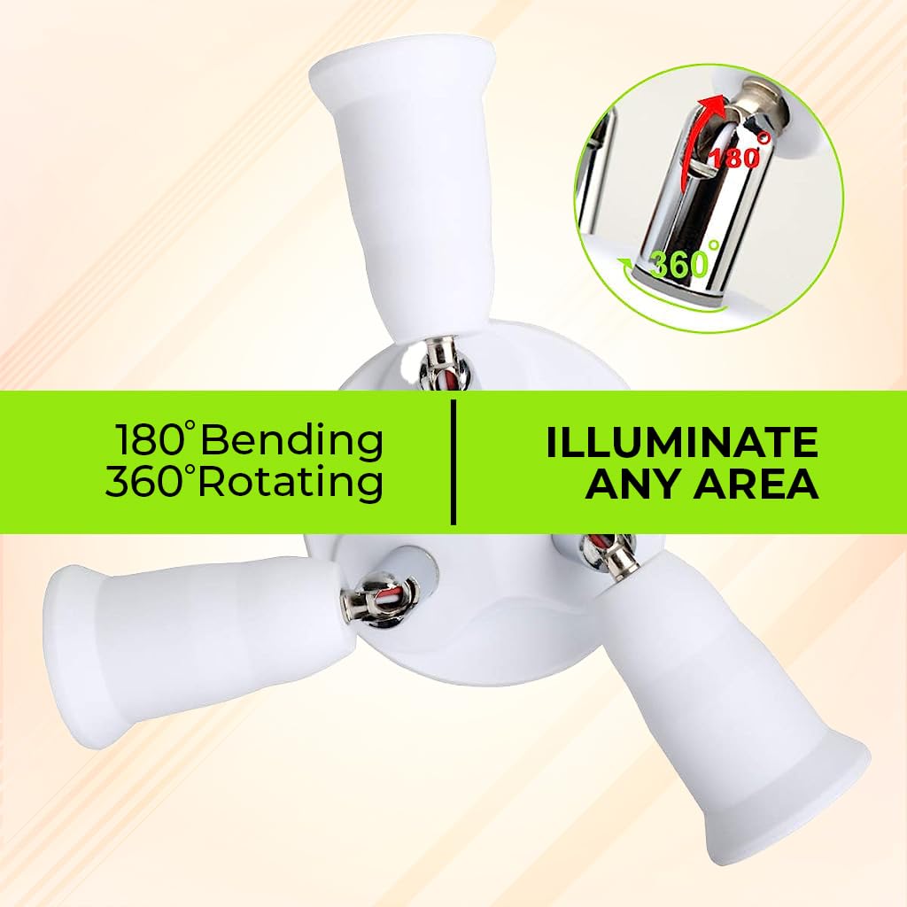 ELEPHANTBOAT B22 to E27 Bulb Converter with 3 Head Rotatable Socket 180W Total Power | Easy Installation