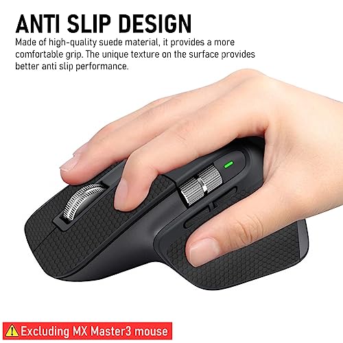 Verilux® Mouse Grip Tape for MX Master 3, Anti Slip Non Fading Gaming Skin, Sweat Resistant Self Adhesive Paper Stickers, Pre-Cut Cool Mice Upgrade Kit 2PCS