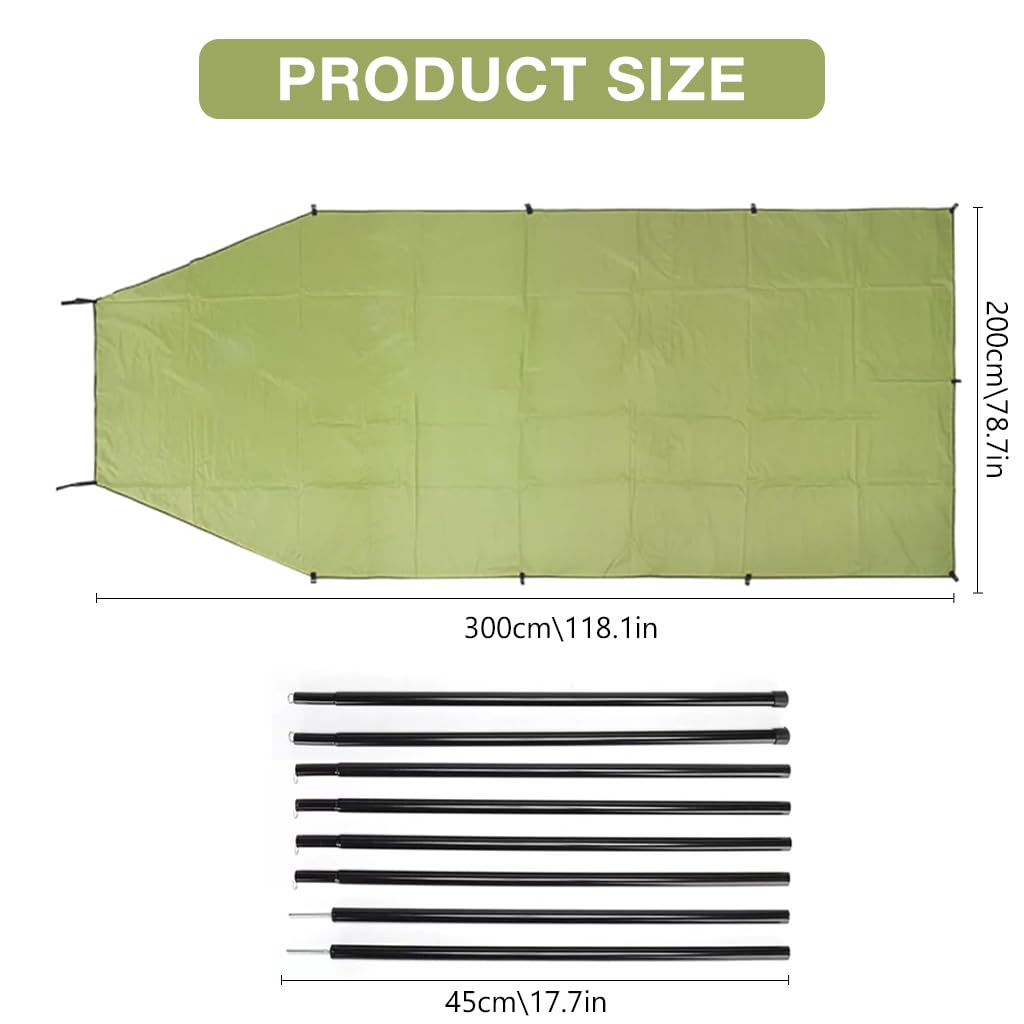 Proberos® Car Side Awning Sun Shelter, Rain Fly Backpacking Tent Tarp Shelter, UPF 50+ Sunshade Camping Awning Kit with Storage Bag, 118x78 inches Car Awning for Camping, Travel