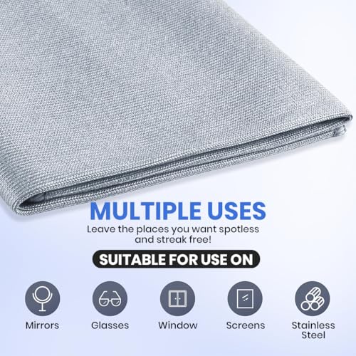 HASTHIP® Kitchen Dish Cloth, Pack of 6 Non-Abrasive Ultra Fine Glass Fiber Clean Cloth Streak-Free Household Cleaning Rags, Wet & Dry Use for Kitchen, Bathroom, Glass, Window, Door, 40x40cm, Grey