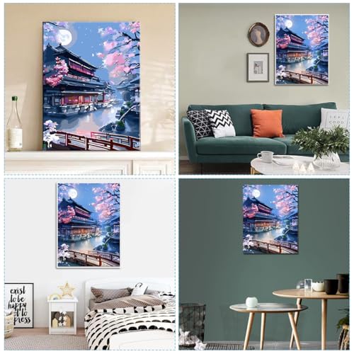 HASTHIP® Paint by Number for Adults Canvas, Landscape DIY Painting Kits on Canvas with Brushes and Acrylic Paint, Home Wall Decor, 40 x 50cm 3 PCS