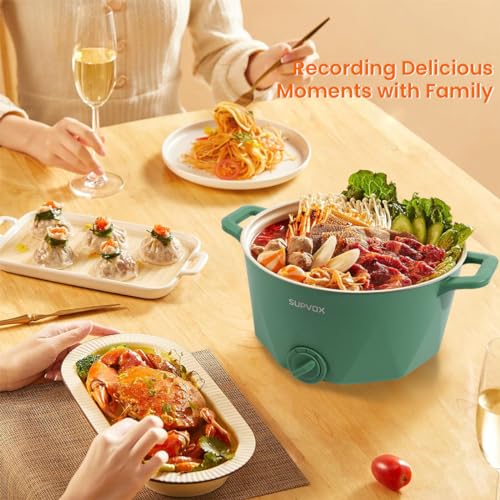 Supvox® Electric Kettle for Cooking 3 Litre Non-Stick Cooker with Steamer Lid Multifunctional Rice Adjustable 1000W Egg Boiler Pot for Frying Steaming Boiling 2PCS