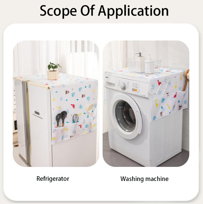 ZIBUYU Fridge Cover for Single Door Refrigerator with 6 Utility Pockets 130x54cm Waterproof PEVA | Dust and Scratch Protection