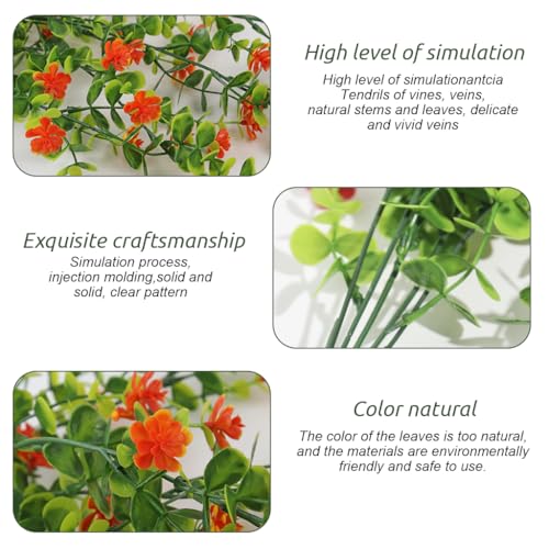 Supvox Realistic Eucalyptus Camellia Vine with Rattan Basket Balcony Flower Decor 28.3 Inches Realistic Flower Hangings Wall Decoration Artificial Eucalyptus Vine Home Garden Decorative Flower