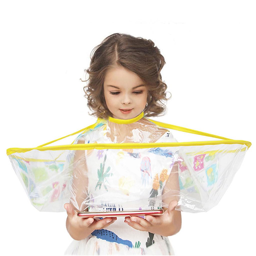 SNOWIE SOFT Hair Cutting Cape for Kids with Clear Front Window and 60cm Diameter | Foldable Waterproof PE Cape for Home or Salon Use