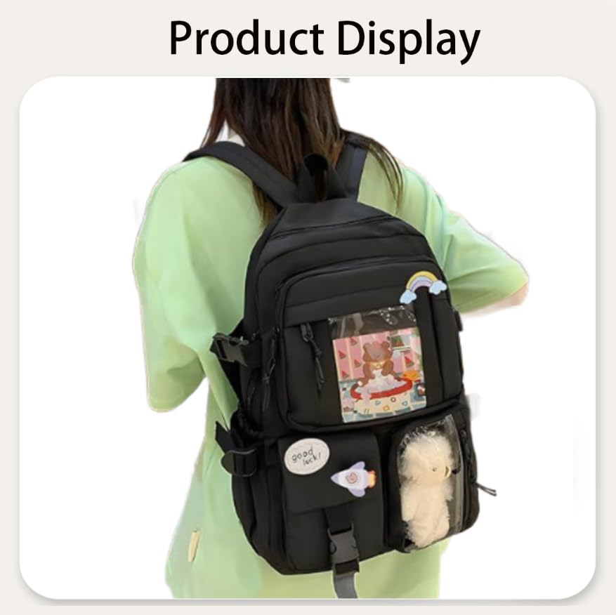 Zibuyu Backpack for School and Travel with Multi Pocket Laptop Sleeve | Waterproof Black Bag