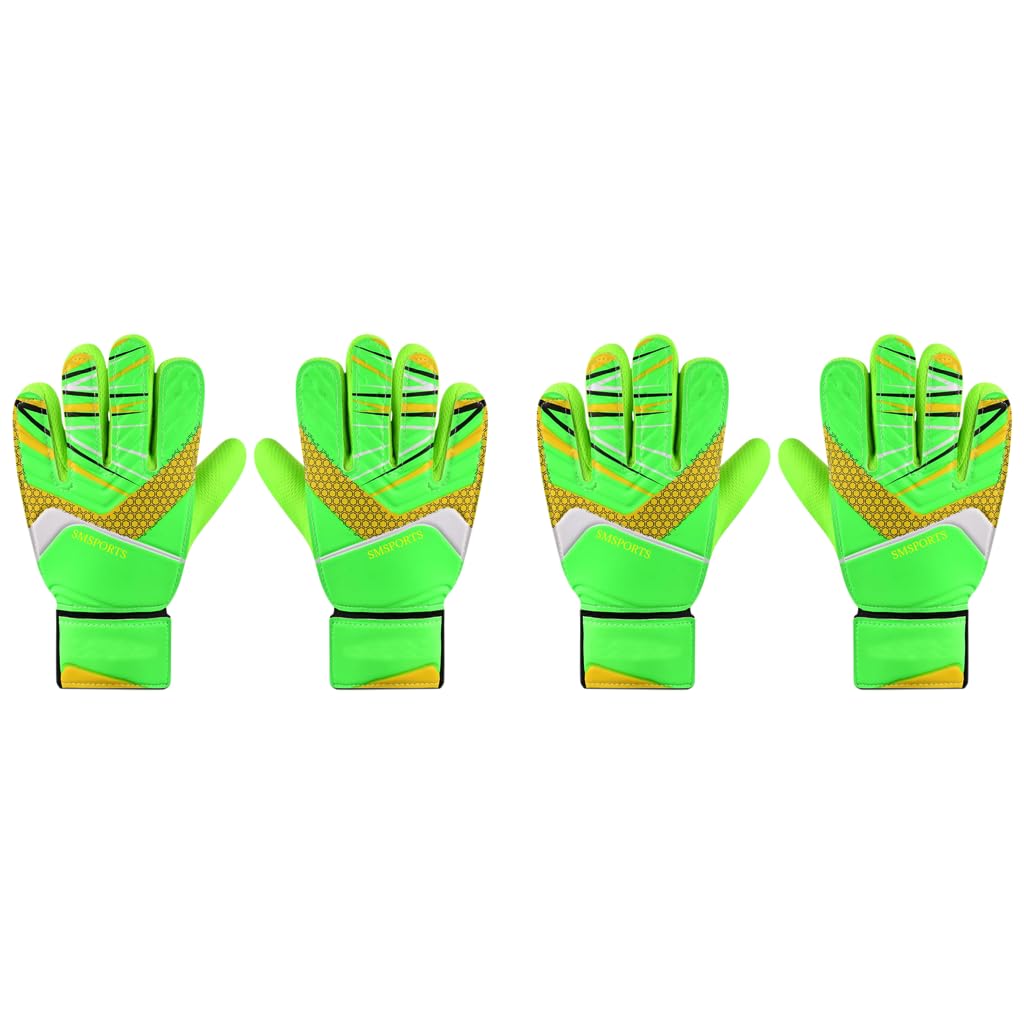 PROBEROS Football Goalkeeper Gloves for Kids with Anti Slip Latex Palm and Adjustable Strap | Green Size 7 2PCS