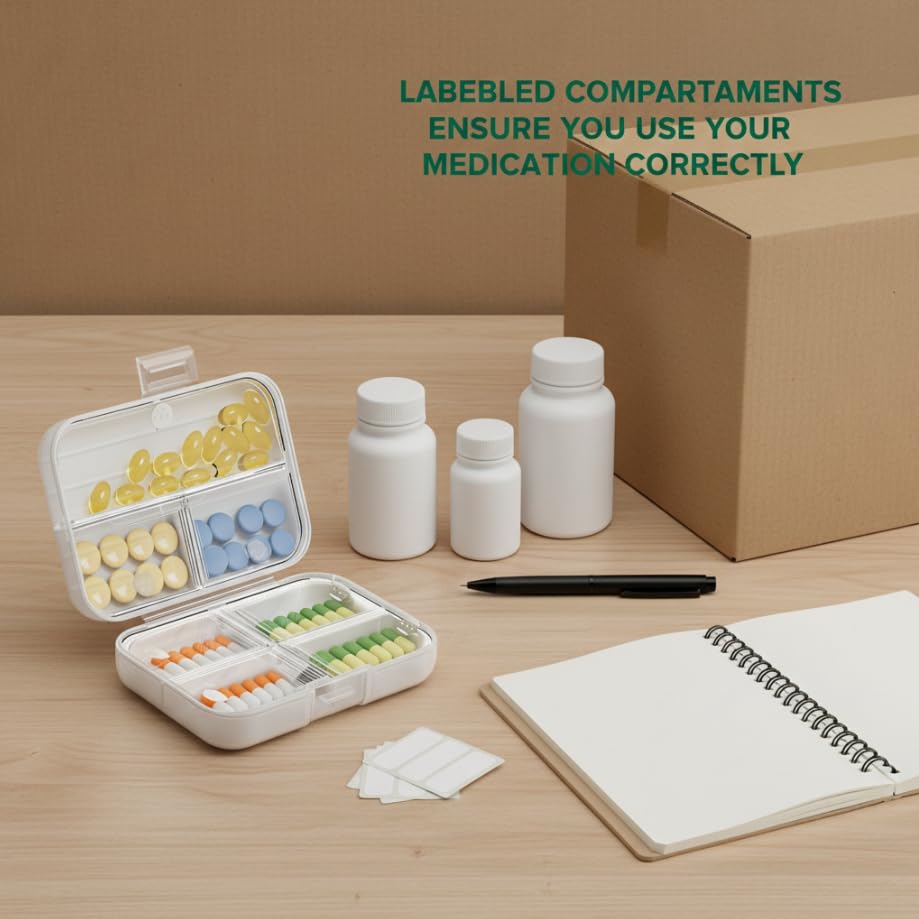 ZIBUYU 7 Day Pill Organizer with Snap Lock Leakproof Design for Daily Medication Storage