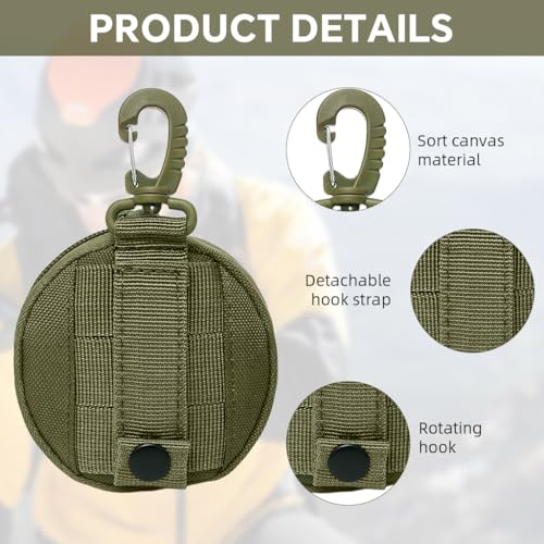 ZIBUYU® Zipper Pouch Bag Backpack Earphone with Quick Connect Clasp Small Oxford Cloth Accessories Coin Utility for Keyring 3PCS