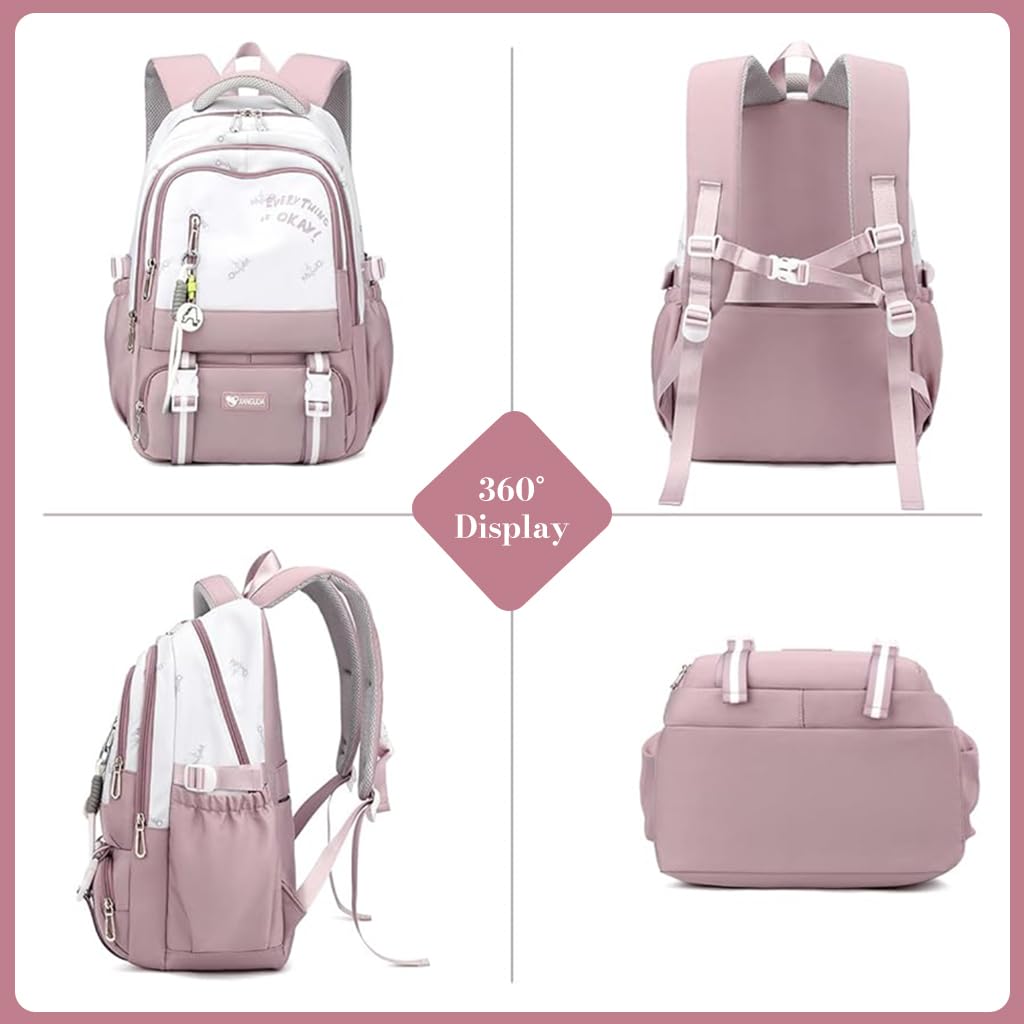 PALAY School Backpack for Girls with 13.3 in Laptop Compartment and Dual Handle | Oxford Patchwork Design