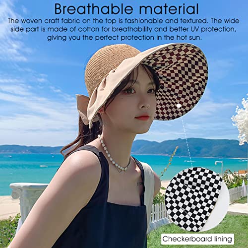 PALAY® Sun Hat for Women Wide Anti-UV Brim Caps for Women Sun Visor Cap Print Wide Brim Hat Foldable Sun Protection Cap for Girls Summer, Fishing, Travel, Hiking, Camping Khaki