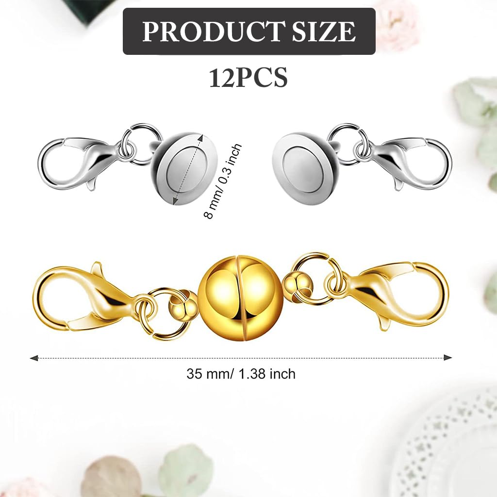 ZIBUYU Chain Extender for Jewellery Lobster Clasps Closures Necklace Extenders Chain for Women and Girl Bracelet, Pendant Chain Extenders (Silver, Golden) - 12 Pieces