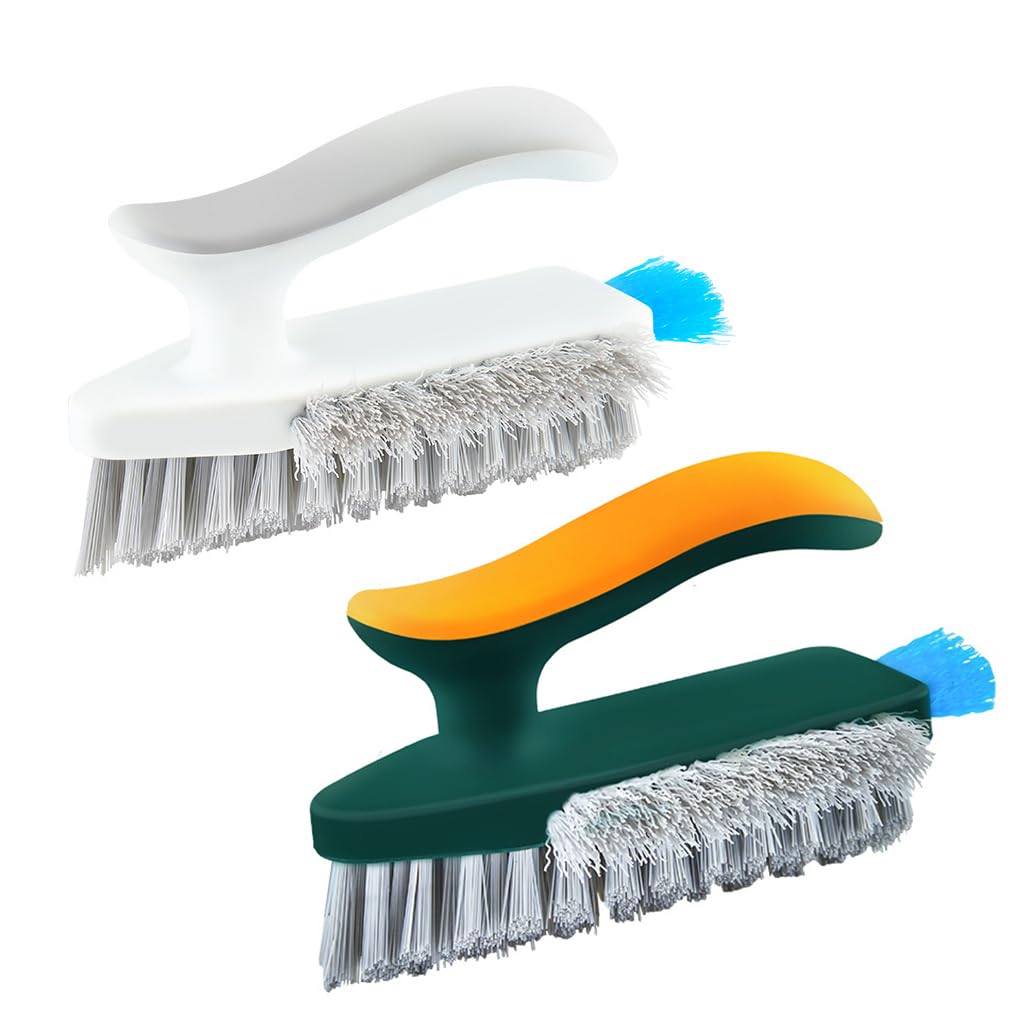 ZIBUYU® Gap Cleaning Brush 4 In 1 Wall Corner Cleaning Brush Ceramic Floor Cleaning Brush Utility Gap Cleaning Brush with Silicone Scraper Rubberized Handle Home Cleaning Brush for Kitchen Bathroom