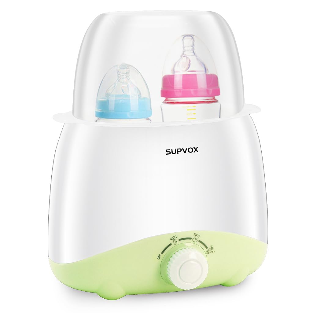 Supvox® Bottle Warmer for Babies Milk Electric 6 in 1 Sterilizer for Feeding Bottles with 8-15 Mins Fast Warming, 24H Keep Warm Food Heating Timer Adjustable Temp Baby Bottle Sterilizer Machine(Green)