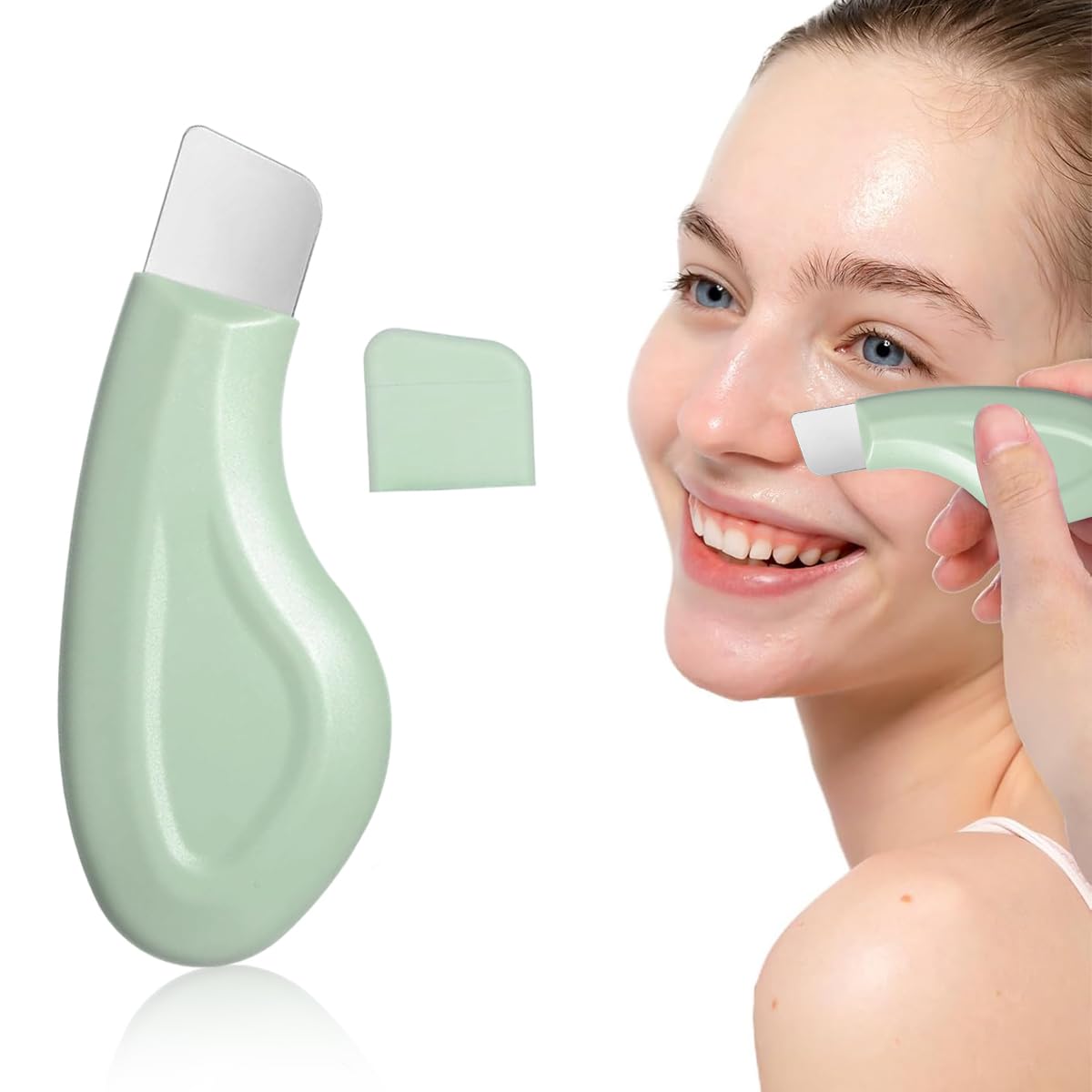 MAYCREATE Blackhead Removal Tool for Deep Facial Cleansing with Stainless Steel Scraper | Silicone Handle for Men and Women