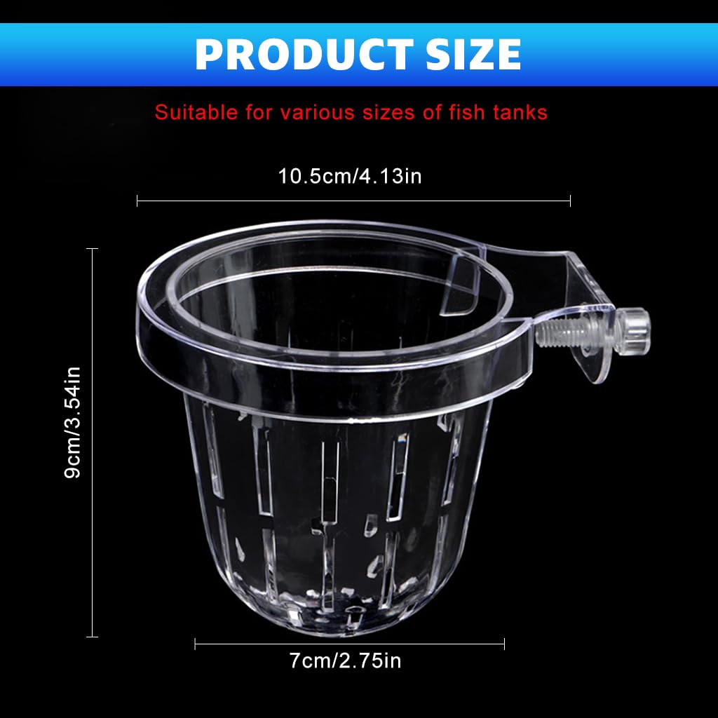 Qpets Hydroponic Plant Pot for Fish Tanks with Screw-Fixed Design and Transparent PC Material
