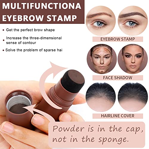 MAYCREATE® Eyebrow Stamp Stencil Kit, One Step Eyebrow Stamp Waterproof Long Lasting, Eyebrow Stamp Makeup Tools, 10 Reusable Eyebrow Stencils Shape Thicker with 2 Eyebrow Pen Brushes(Dark Gray)