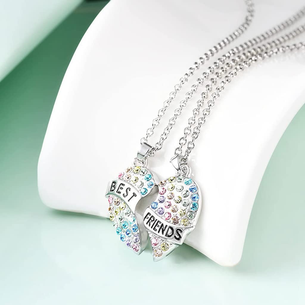 Zibuyu Heart Necklace for Friendship Girls with Magnetic Pendant Pair and Alloy Chain | Charming Gift for Best Friends