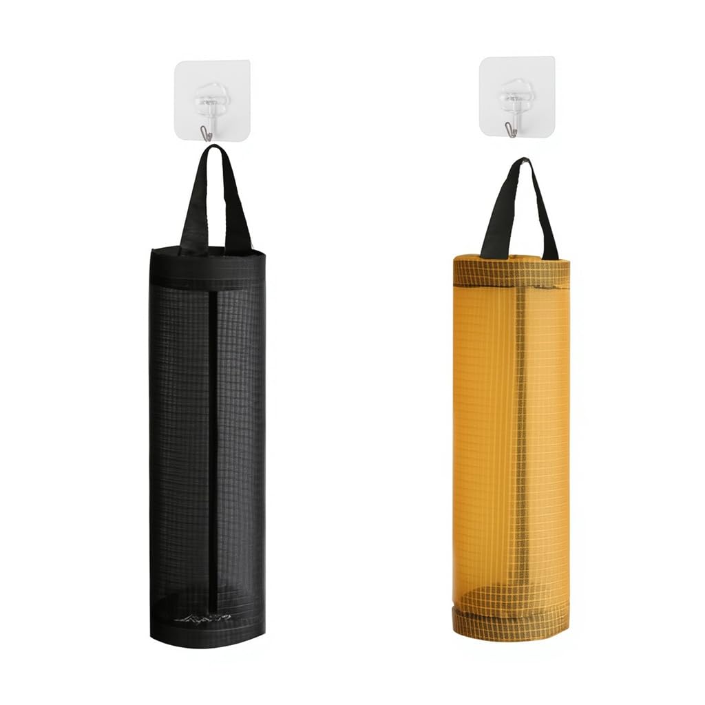 ZIBUYU Plastic Bag Dispenser for Kitchen Storage with Hanging Loop and Breathable Mesh | 2 Pack