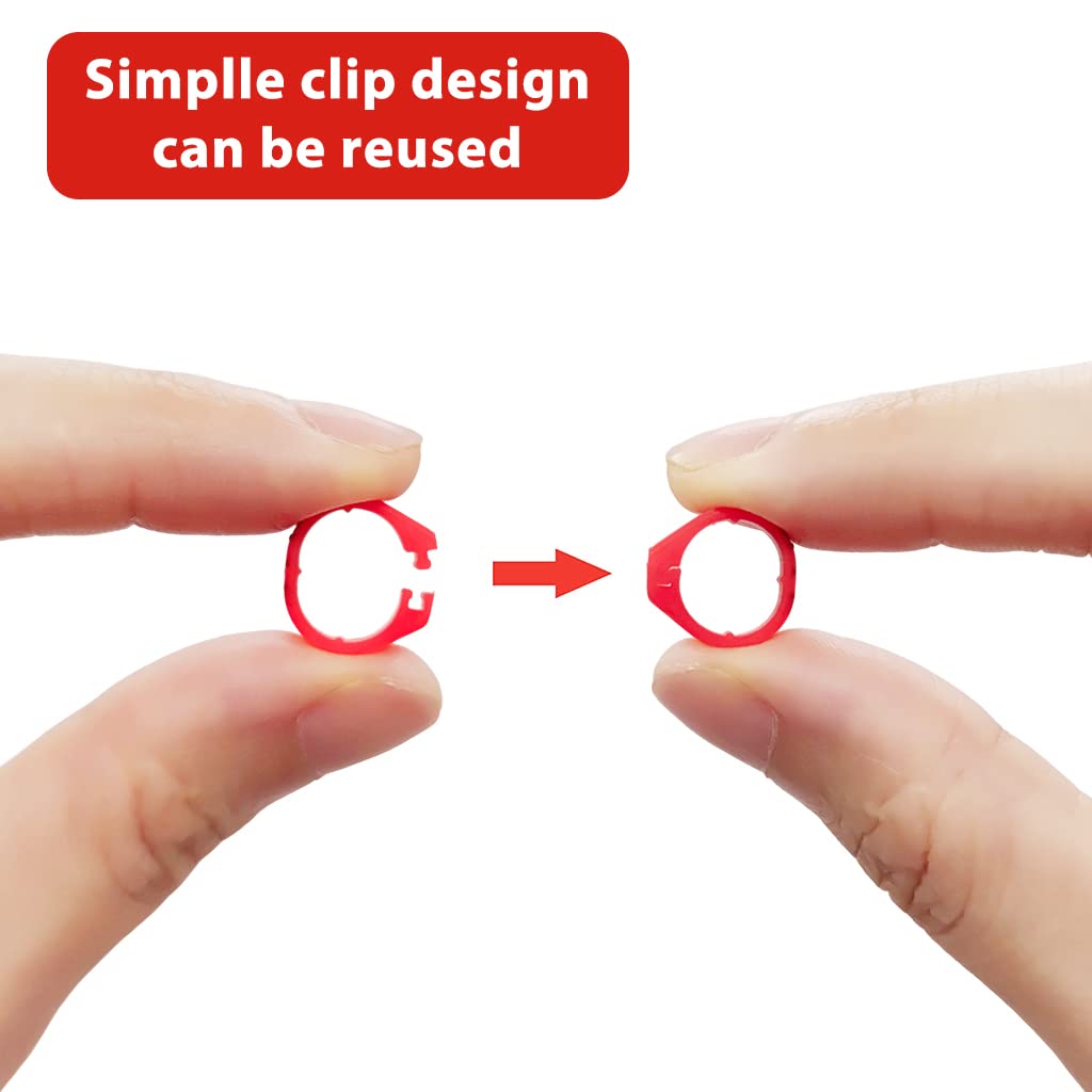Qpets Bird Leg Rings for Poultry Identification featuring Clip On Design and 100 Red Numbered Bands | Fits 0.8cm Legs