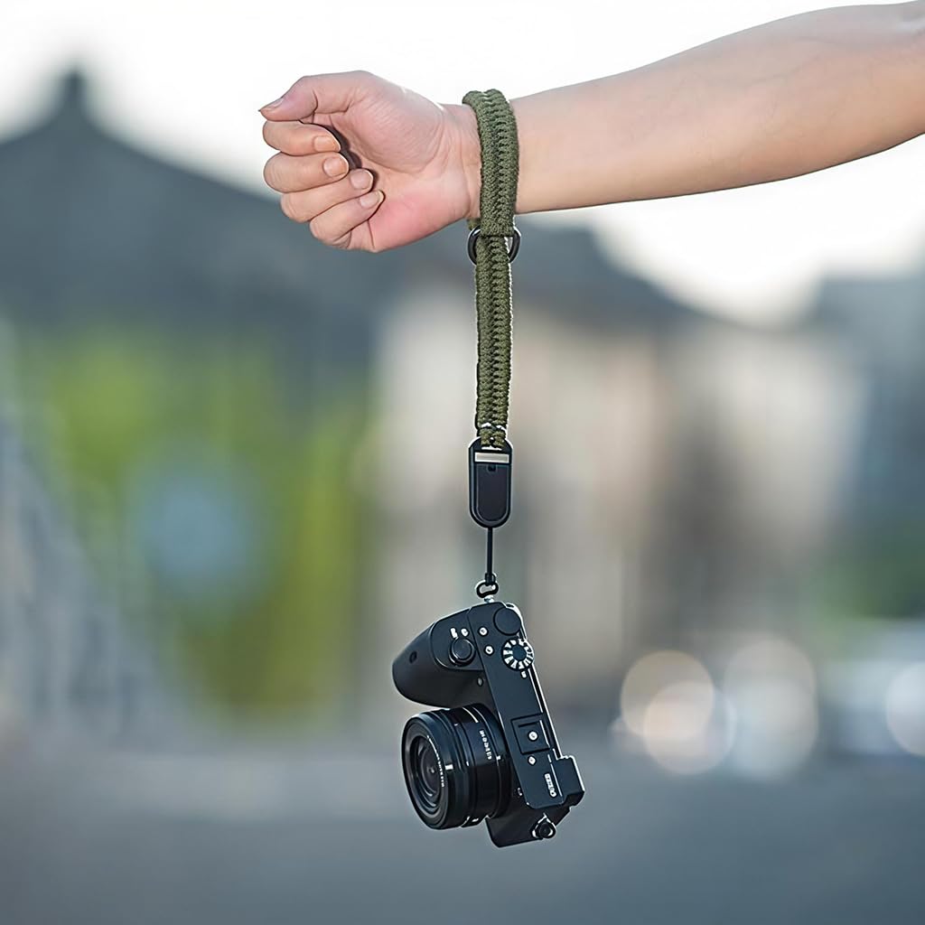 Zibuyu Camera Strap for DSLR and Mirrorless Cameras with Quick Release Buckle and Handwoven Wrist Design | Adjustable Military Green Accessory