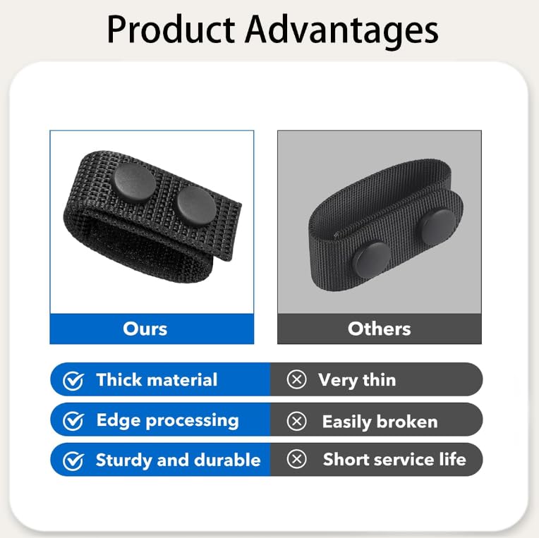 Zibuyu Belt Buckle Holders for Work and Tool Belts with Double Safety Snaps | 4 Pack Nylon