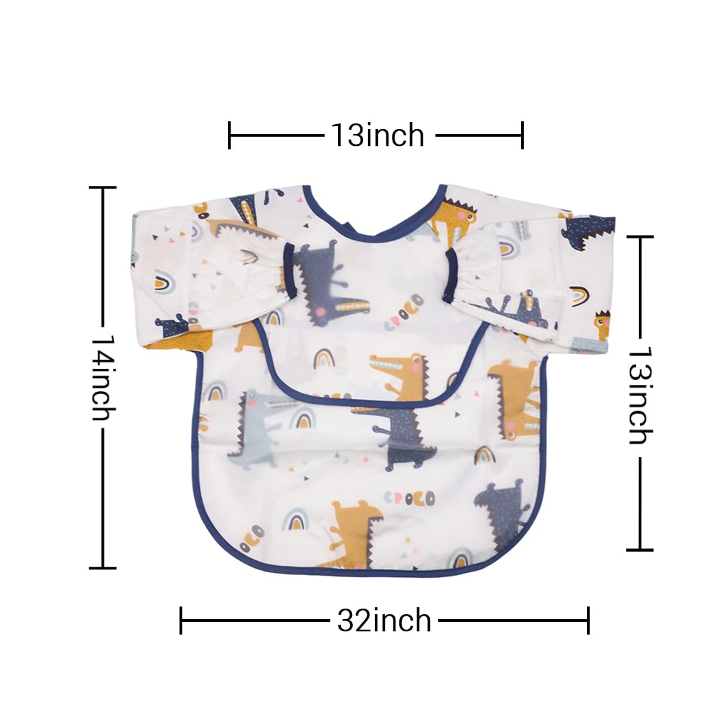 SNOWIE SOFT Sleeved Bib for Babies 6–24 Months with Elastic Cuffs and TPU Waterproof Fabric