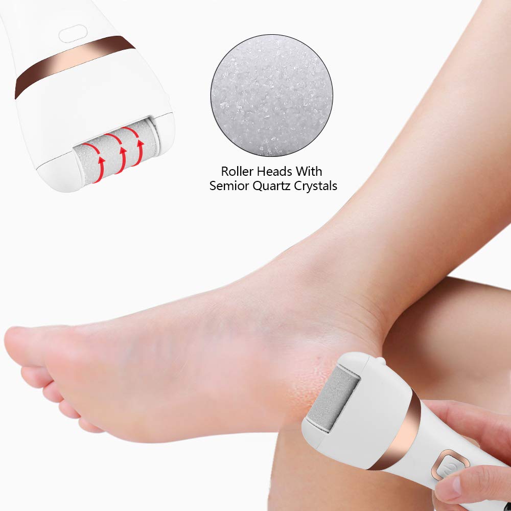 ELEPHANTBOAT Electric Callus Remover for Feet with 3 Quartz Heads and IPX7 Waterproof | Rechargeable 1200mAh Pedicure Tool