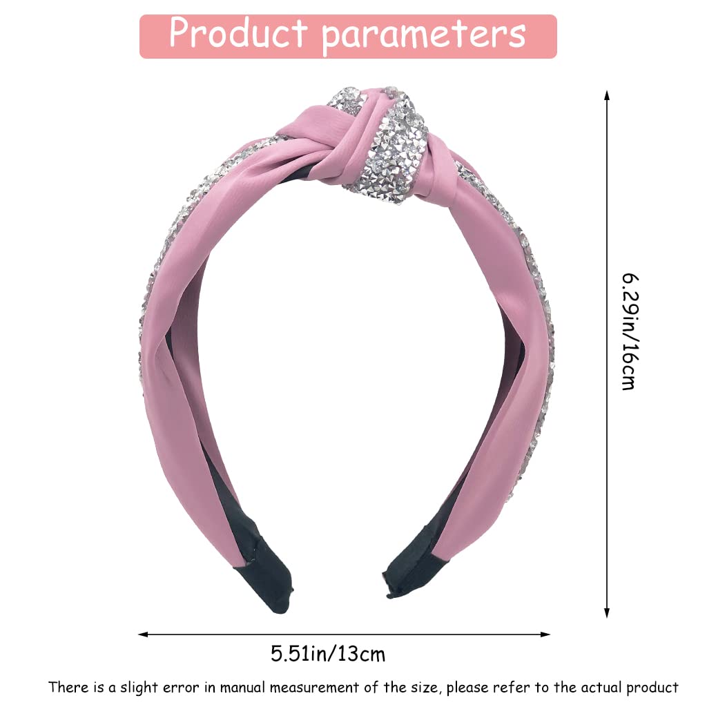 MAYCREATE Pink Knotted Headband for Women featuring Rhinestone Bow Design | Daily Hair Accessory
