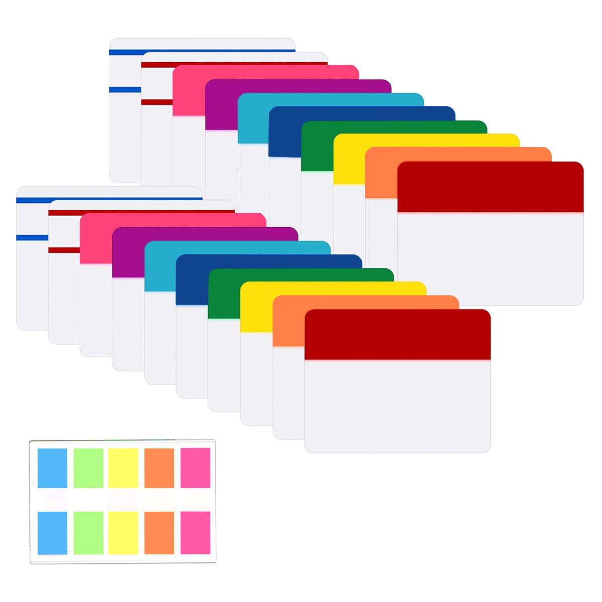 HASTHIP® 500Pcs Sticky Tabs, Multi-Color Sticky Index Tabs, Writable and Repositionable File Tabs Flags Colored Page Markers Labels for Reading Notes, Books and Classify Files