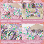 SNOWIE SOFT® Baby Girls Dress Straw Sling Bag Set Pink Daisy Flower Print Summer Dress for Girls Baby Girls Dress for 24-36 Months Birthday Gift for Baby Girls