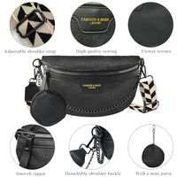 PALAY® Women Sling Bag Coin Bag Combo Fashion PU Shoulder Bag for Women Chain Bag Wide Shoulder Strap Crossbody Bag Phone Bag Casual Style Women Bag for Daily, Black