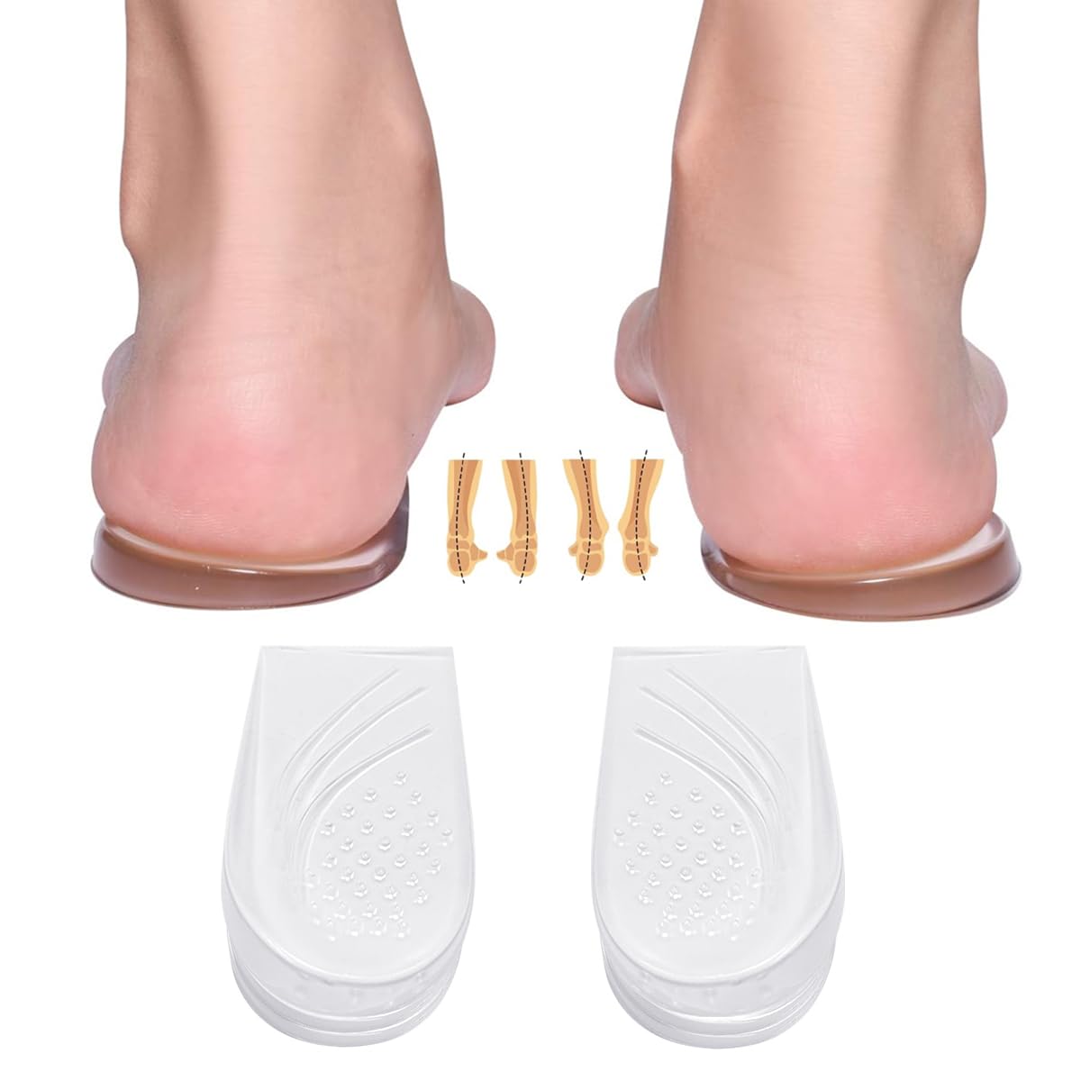 HANNEA Orthotics Shoe Insert for Pronation Correction with 2x11cm Gel Wedge | Adjustable Height Support