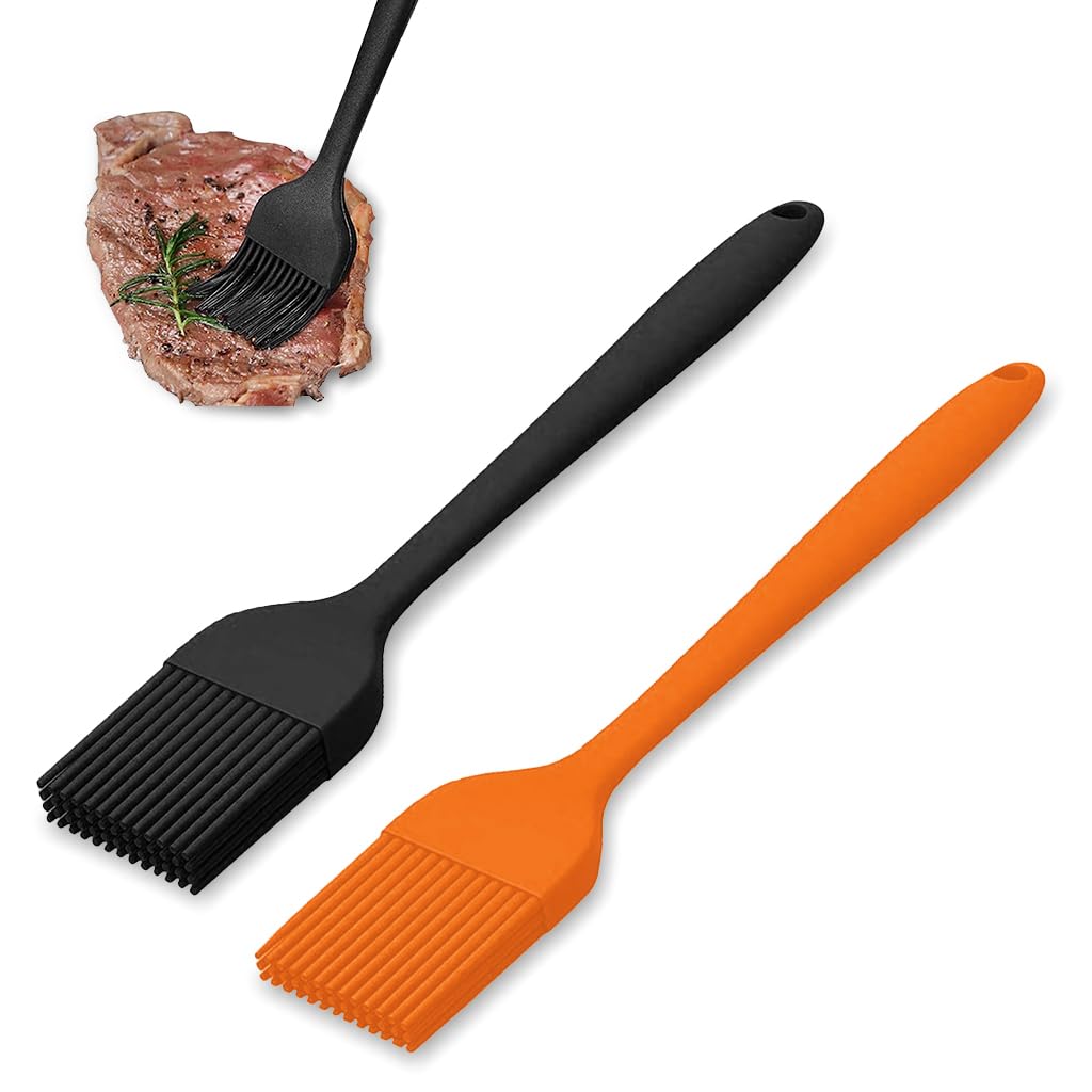 HASTHIP Silicone Oil Brush for Cooking and BBQ with 10.6 in Handle | 2Pcs Food Grade Heat Resistant Set