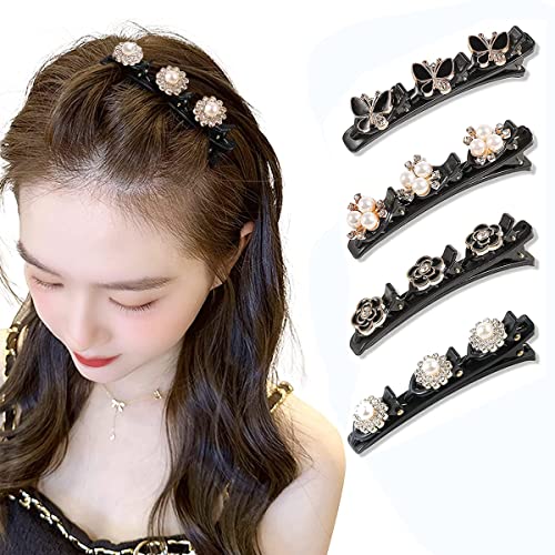 PALAY® 4pcs Hair Braid Pearl Hair Clip for Girl Magic Hair Claw Clips Hair Barrettes Hair Accessories Hair Dressing for Teen Girls Braided Hair Clip ashion Hairdressing Styling Tool Hairpins