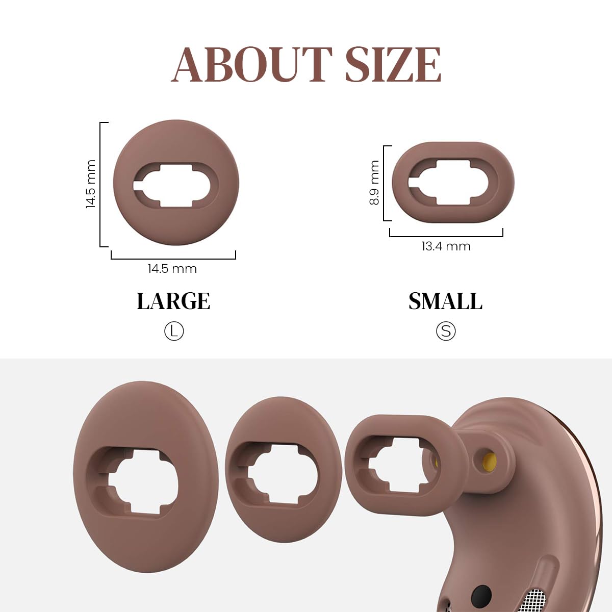 Verilux Earbuds Tips for Galaxy Buds Live with Non Slip Design and 6 Pairs Silicone Fit | Brown