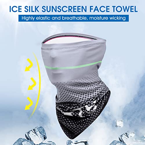 ZIBUYU® Sunlight Protection Arm Sleeves for Men and Women UPF 50 UV Bandana Combo for Cycling Basketball Football Golf Cricket Outdoor Sports Grey 3 PCS