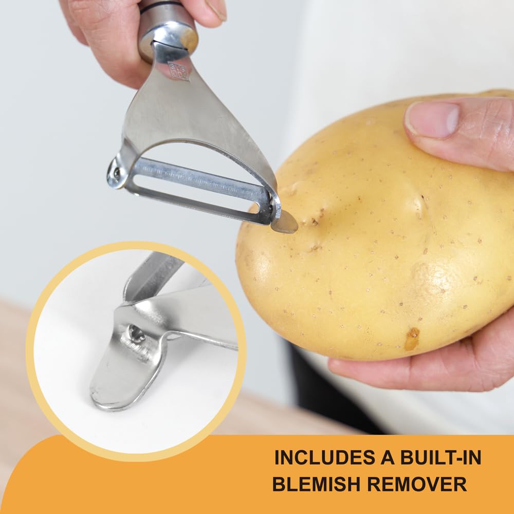 ZIBUYU Peeler for Vegetables and Fruits with Sharp Straight Blade and Comfort Grip | 304 Stainless Steel Body