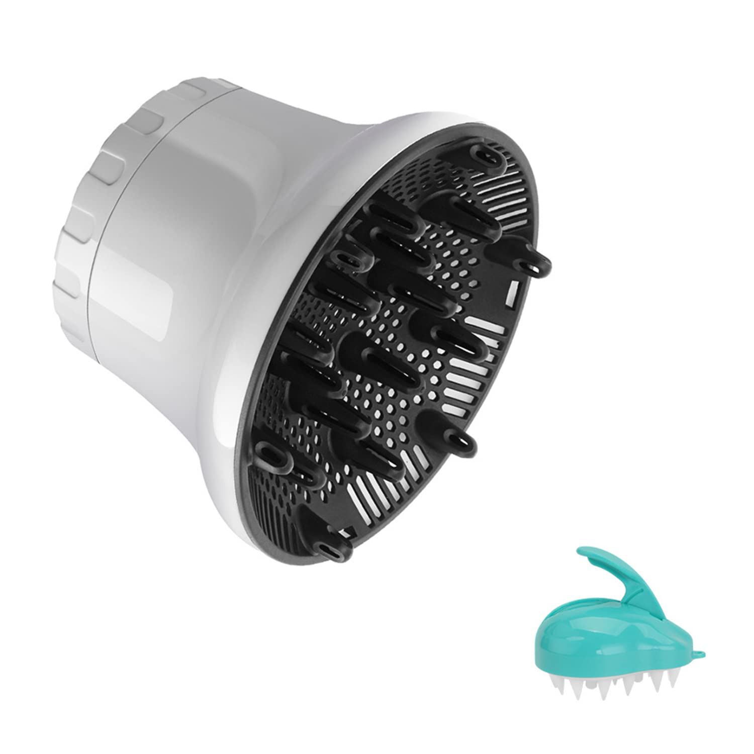 MAYCREATE Hair Diffuser for Curly Hair featuring Universal 1.4 to 2.6 in Fit and Nylon PC Body | Includes Scalp Massager Brush