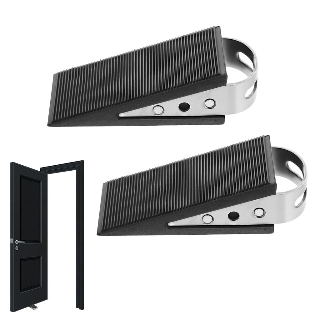 HASTHIP Door Wedge Stoppers for Heavy Doors with Pull Grips and Anti Slip Surface | 2Pcs 304 Stainless Steel
