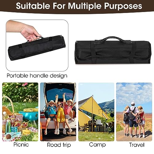 ZIBUYU® Fabric Kitchen Cutlery Organizer Bag with 22 Slots Professional Chef Knife Roll Anti Scratch Oxford Cloth Portable Traveling Accessories Black 3PCS