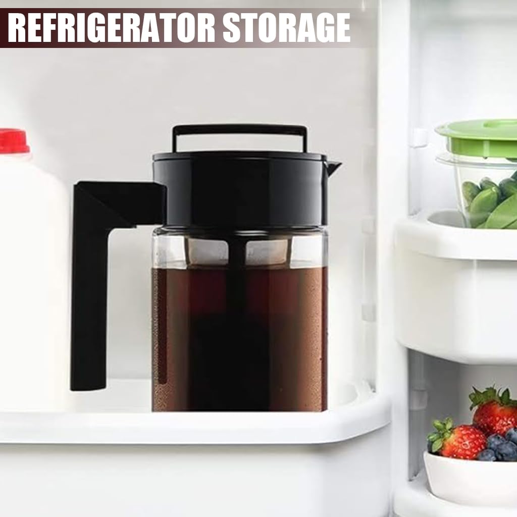 Supvox Cold Brew Iced Coffee Maker 900ml for Travel with Fine Mesh Filter and BPA-Free Plastic Cup